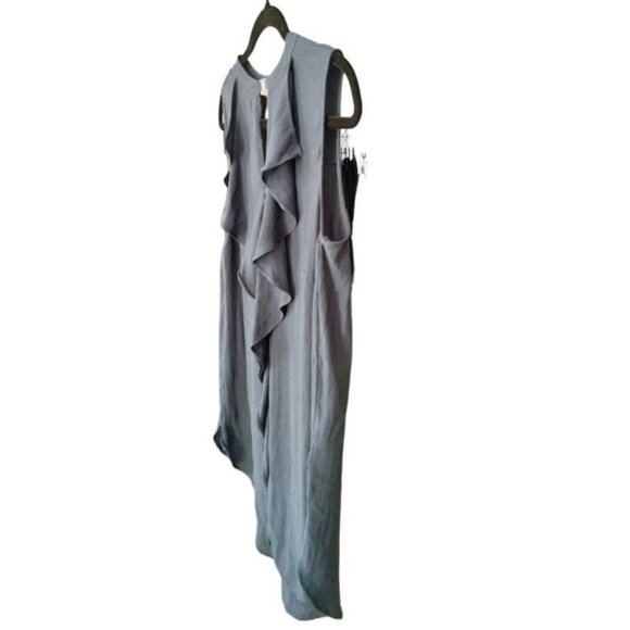 H&M Sleeveless Gray Cascading Ruffle Front Keyhole Front Detail Blouse Size 6 - Picture 5 of 8